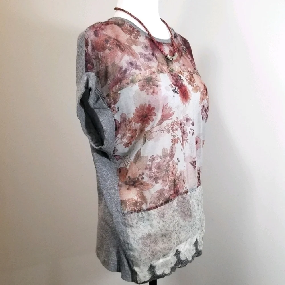 Zara W&B Floral See Through Blouse - Picture 3 of 6